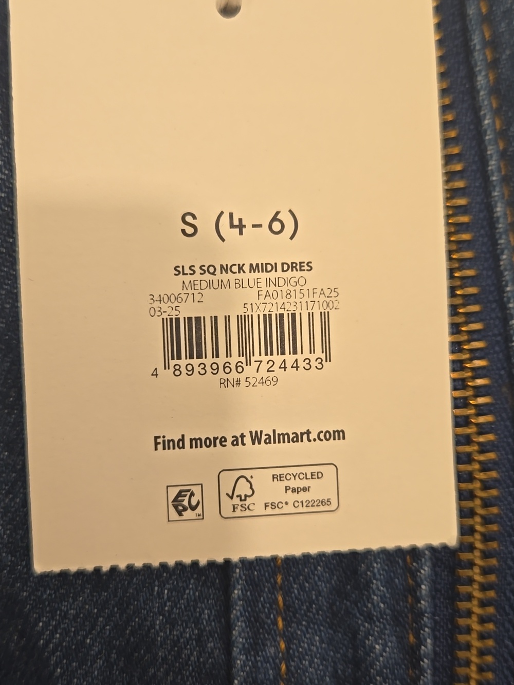Denim Zip-Front Midi Dress - Dark Blue - Picture 8 of 8